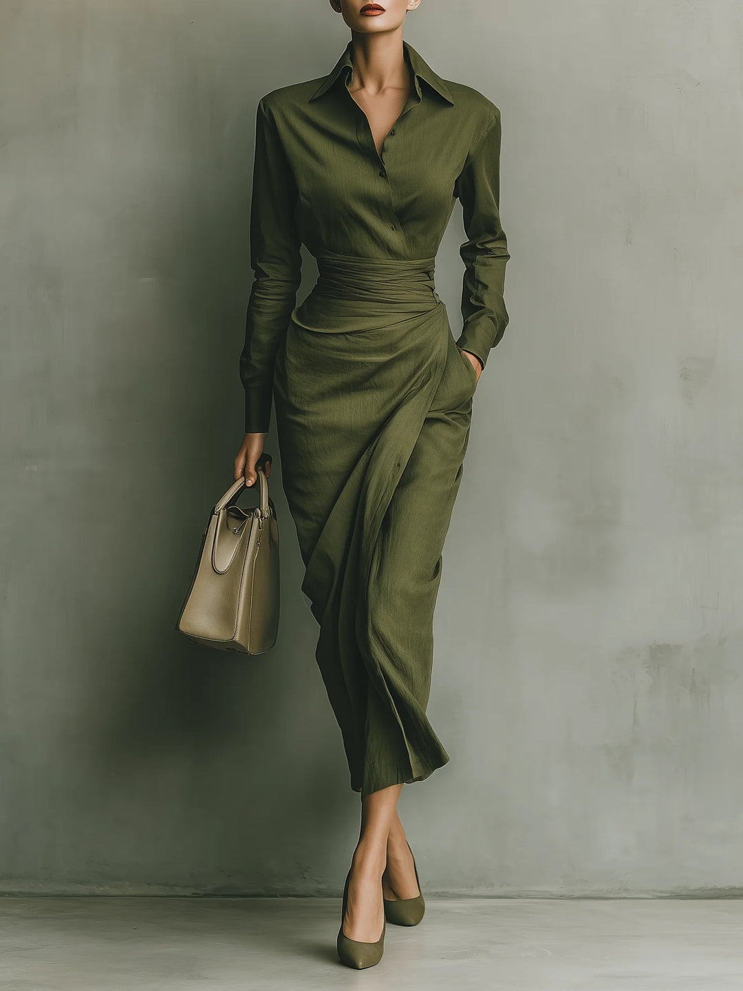 Kaelynne - Wrap Dress with Turned Collar