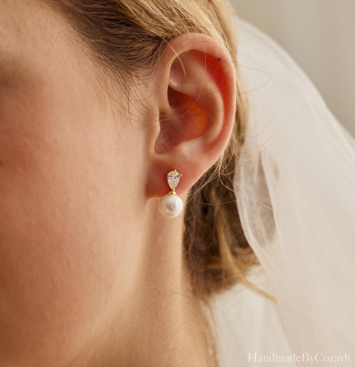 Natural Freshwater Pearl Teardrop Earrings — Bridal & Bridesmaid Gift