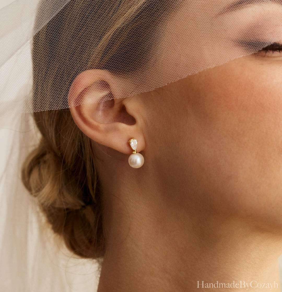 Natural Freshwater Pearl Teardrop Earrings — Bridal & Bridesmaid Gift
