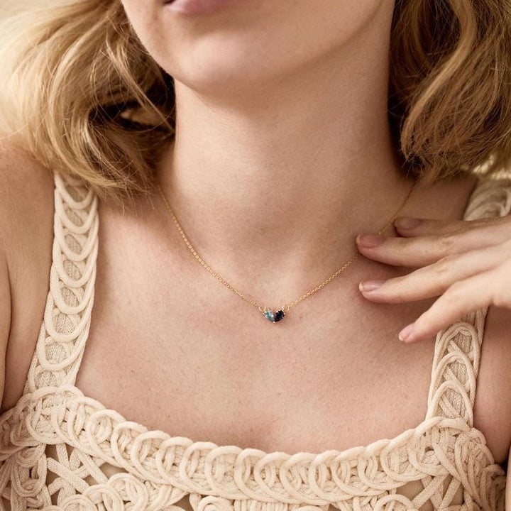 Custom 2 Birthstone Heart Necklace – Personalized Dainty Pendant