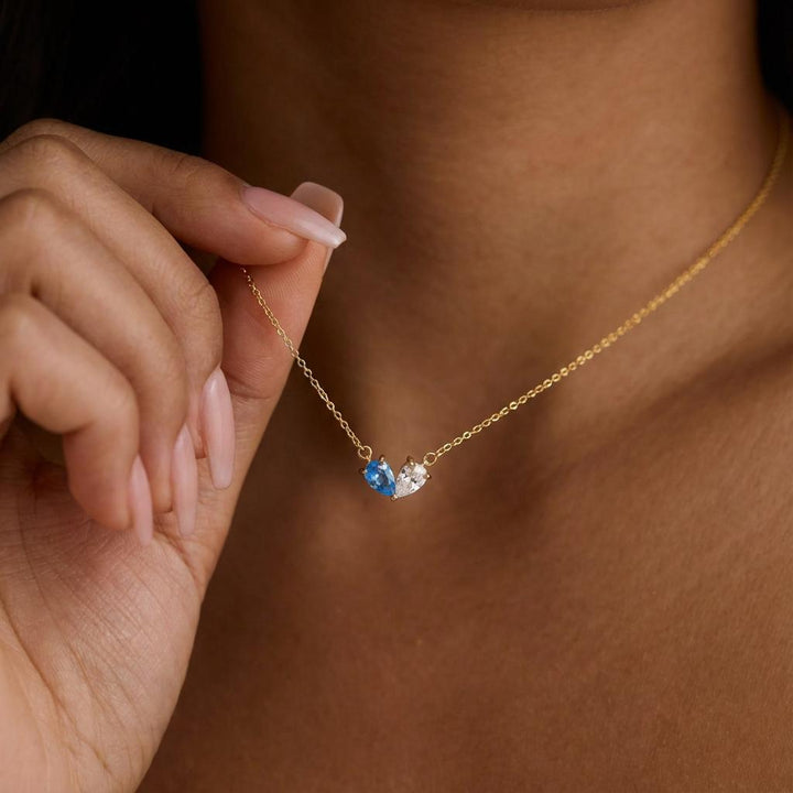 Custom 2 Birthstone Heart Necklace – Personalized Dainty Pendant