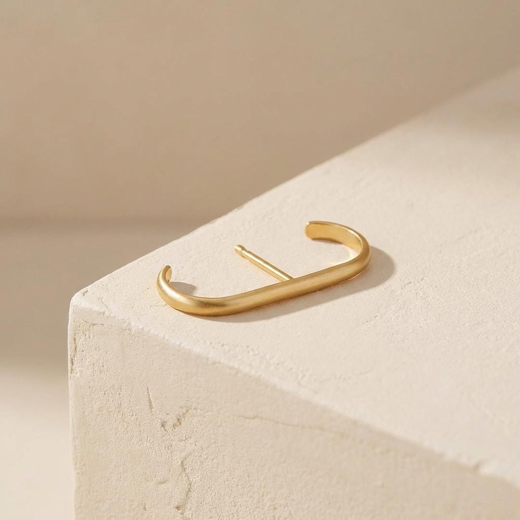 Minimalist Suspender Bar Earrings – Modern Geometric Ear Lobe Cuff