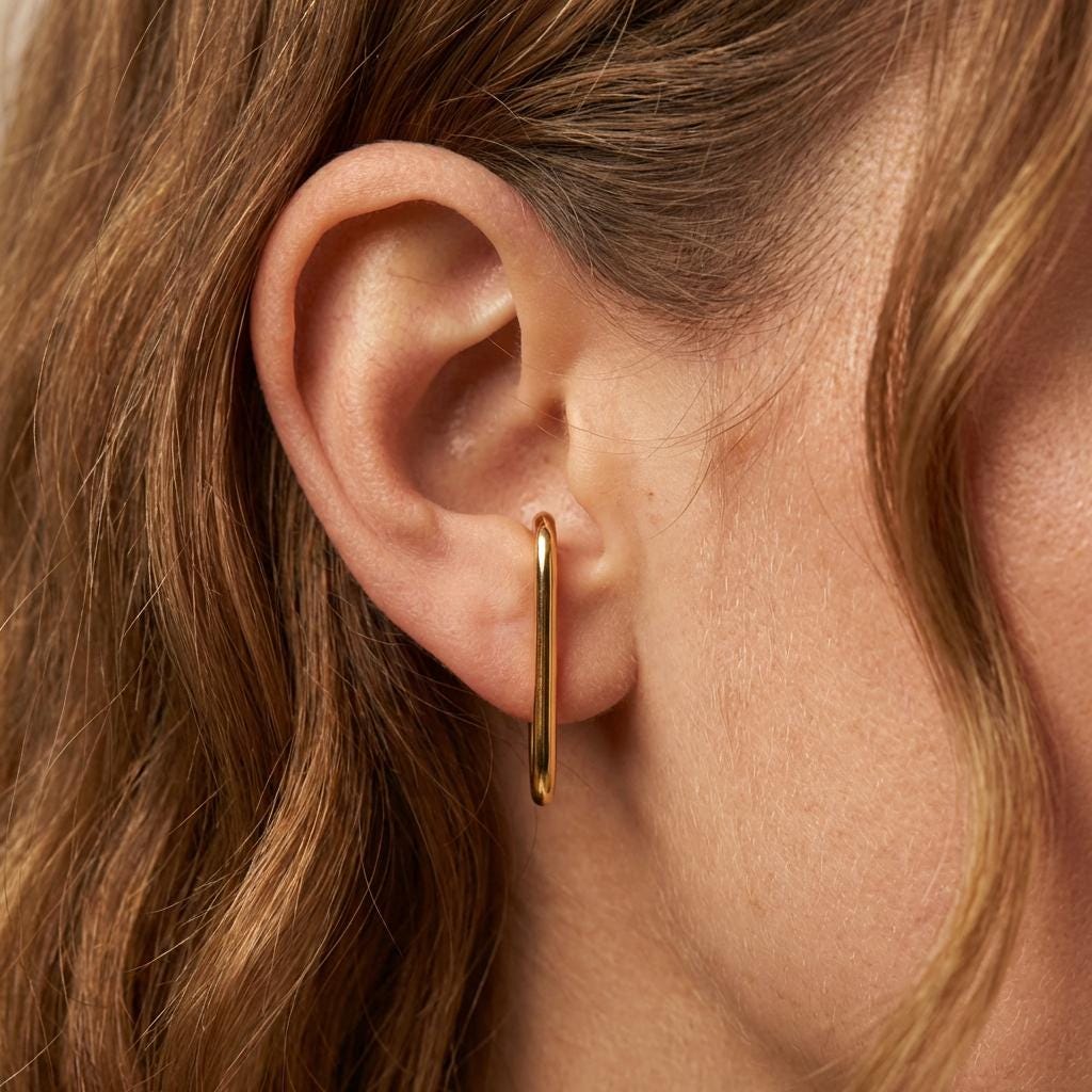 Minimalist Suspender Bar Earrings – Modern Geometric Ear Lobe Cuff