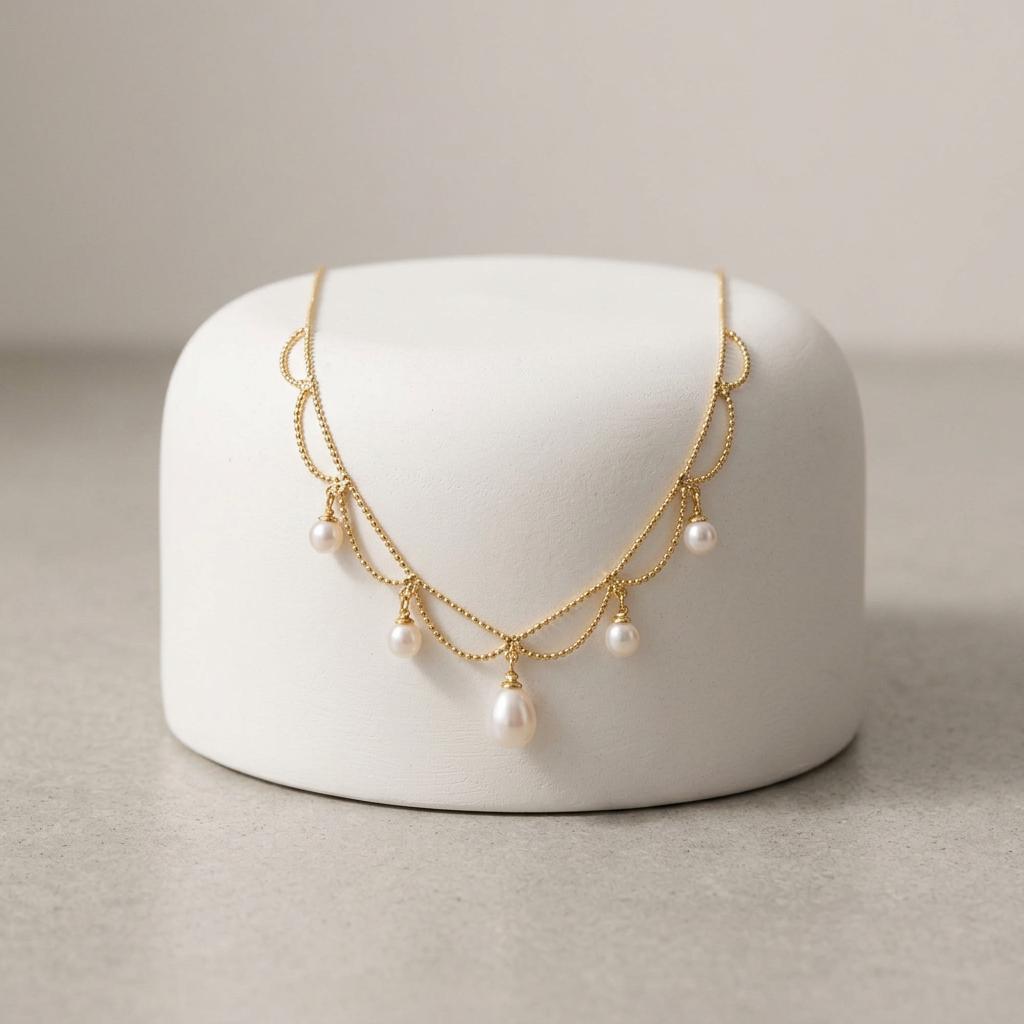 Freshwater Pearl Choker Necklace – Layered Pearl Drop