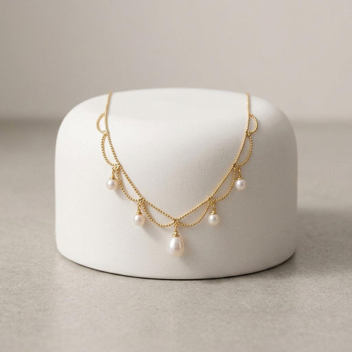 Freshwater Pearl Choker Necklace – Layered Pearl Drop