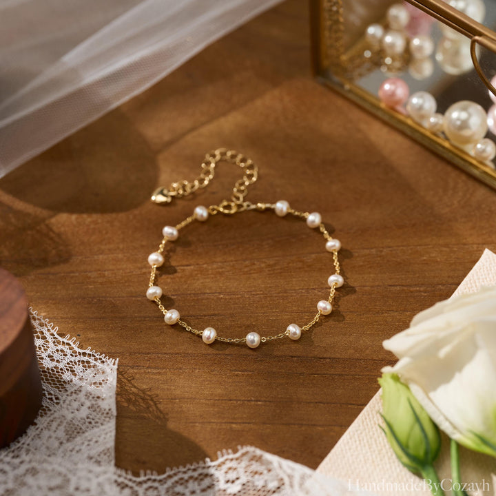 Minimalist Freshwater Pearl Bracelet — Bridal & Bridesmaid Gift