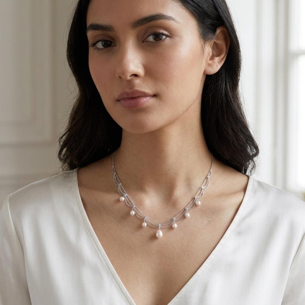 Freshwater Pearl Choker Necklace – Layered Pearl Drop