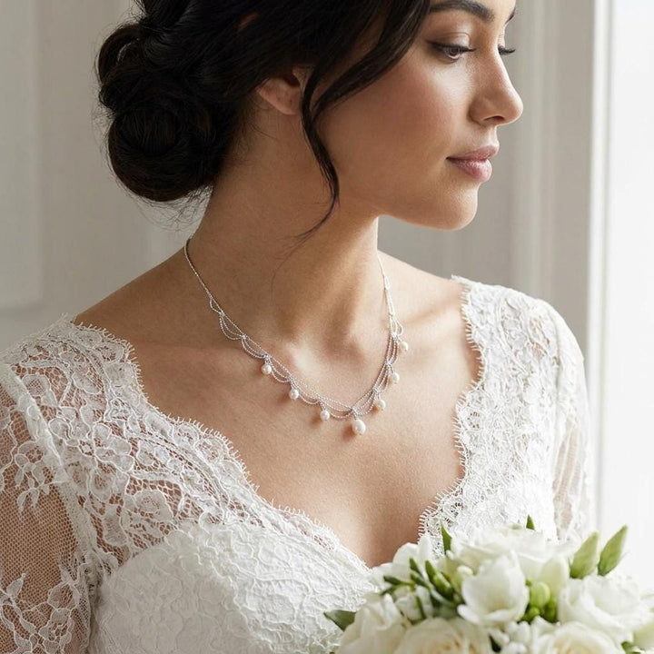 Freshwater Pearl Choker Necklace – Layered Pearl Drop